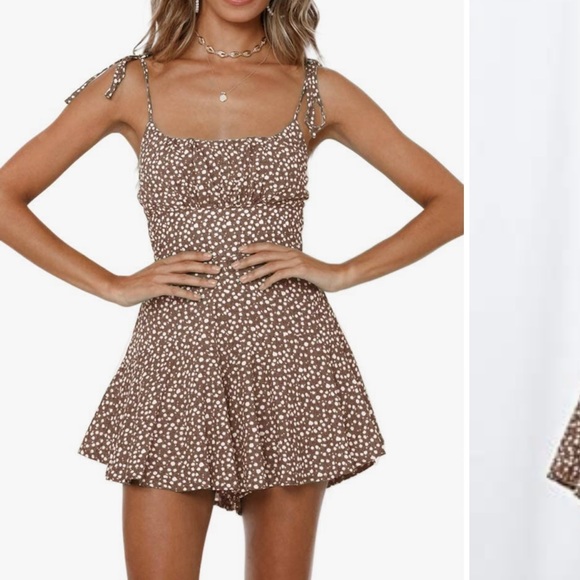 Brown floral summer romper - Picture 1 of 2